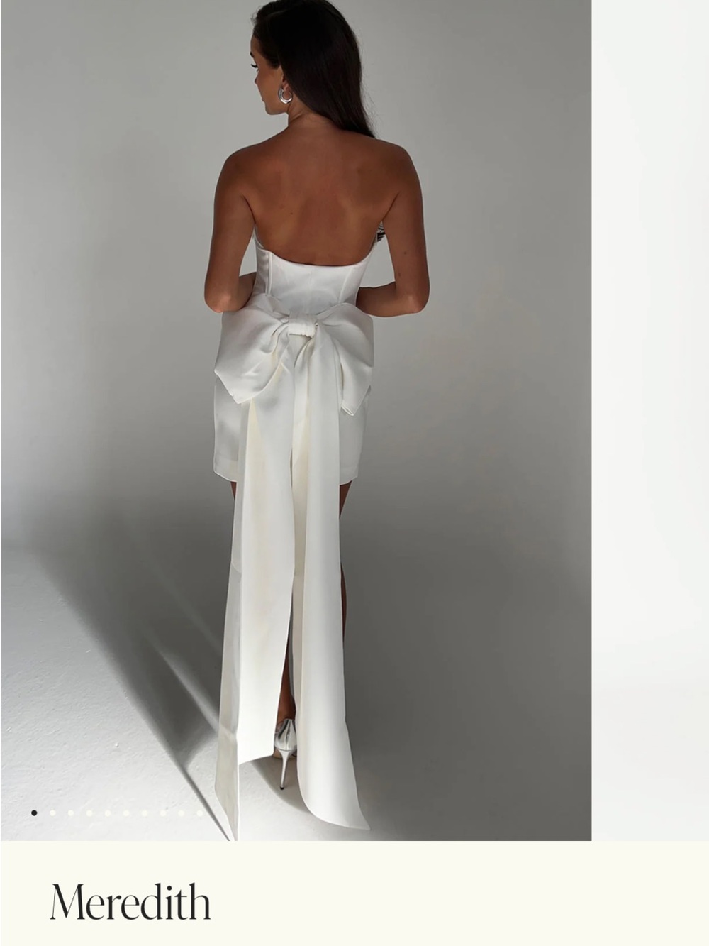 Meshki Meredith Strapless Mini Dress in White with Dramatic Bow